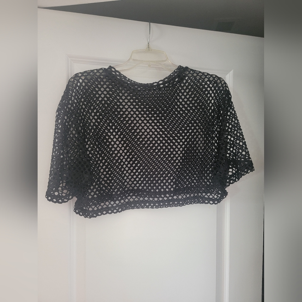 SHEIN Black Mesh Crop Top